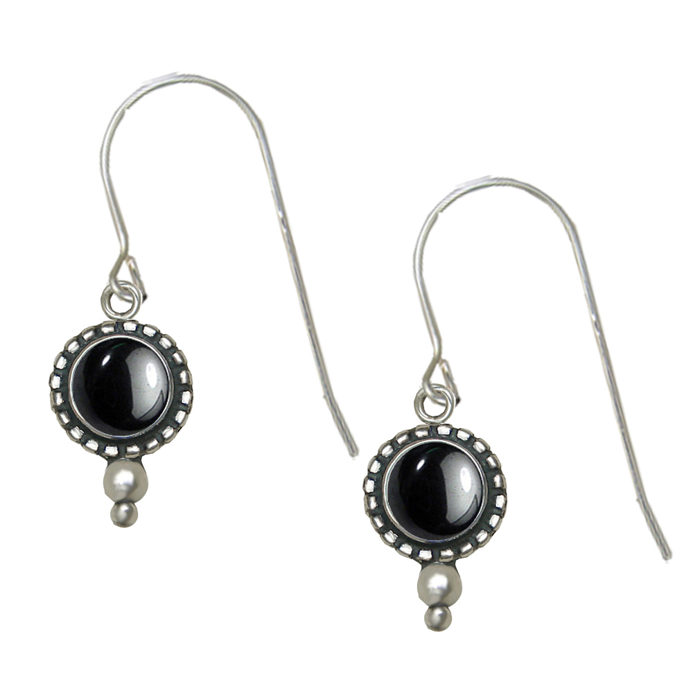 Sterling Silver Hematite Gemstone Drop Dangle Earrings